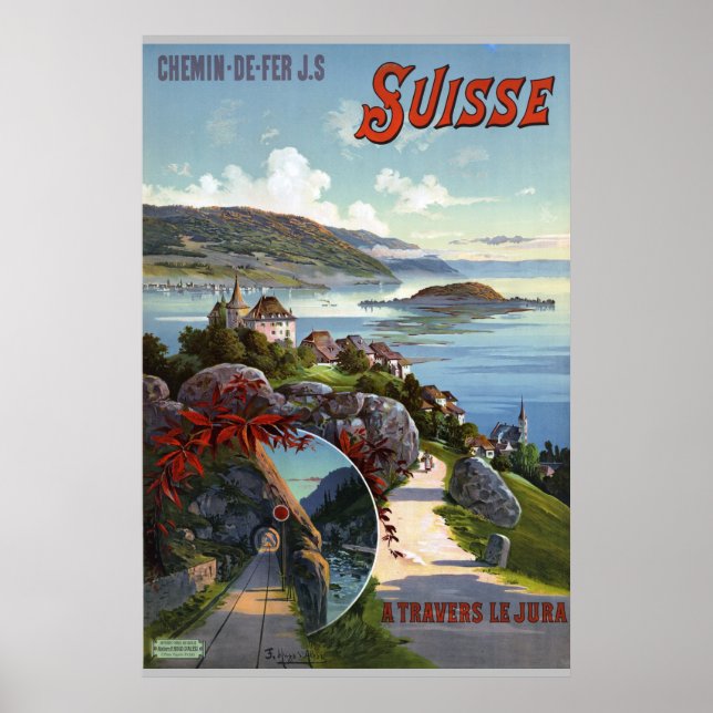 Switzerland Vintage Swiss Tourism Travel Poster (Front)