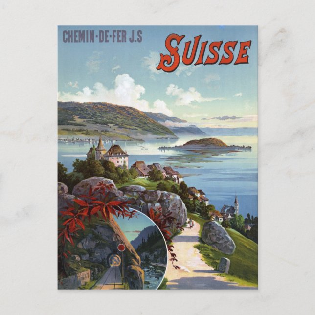 Switzerland Vintage Swiss Tourism Travel Poster Postcard (Front)