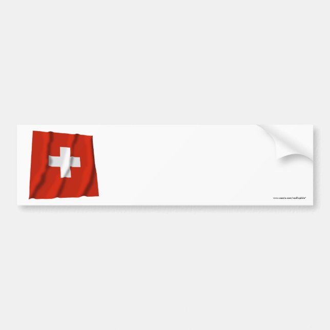 Switzerland Waving Flag Bumper Sticker (Front)