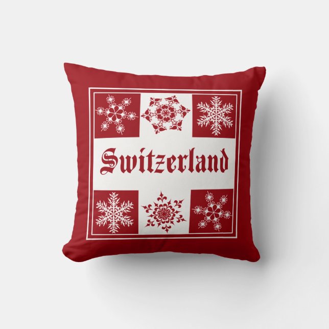 Switzerland Winter Wonderland Ski Chalet Cushion (Front)