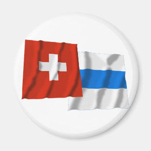 Switzerland & Zug Waving Flags Magnet