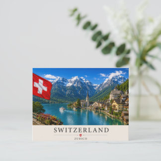Switzerland Zurich Travel Poster | Scenic Alpine Holiday Postcard