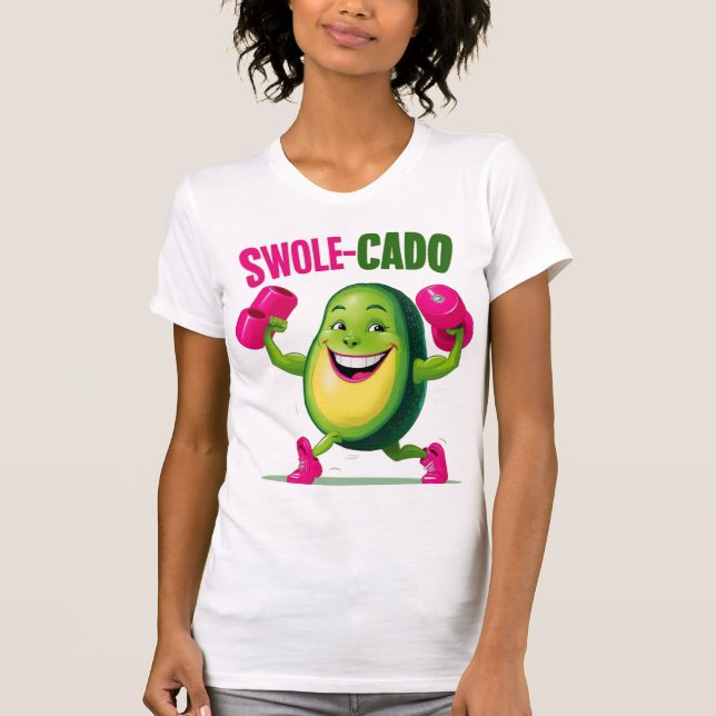Swole-cado - Funny Weightlifting Avocado Design T-Shirt (Front)