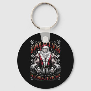 Swole Claus Is Coming To Town Santa Christmas Gym Key Ring