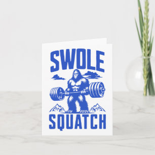 Swole Squatch Weight Lifting Humor Monochrome Gym  Card