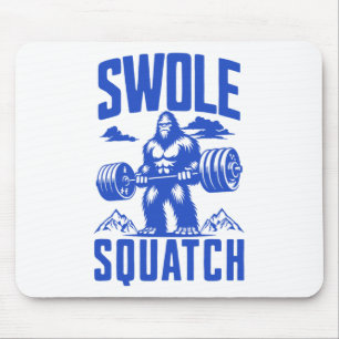 Swole Squatch Weight Lifting Humour Monochrome Gym Mouse Pad