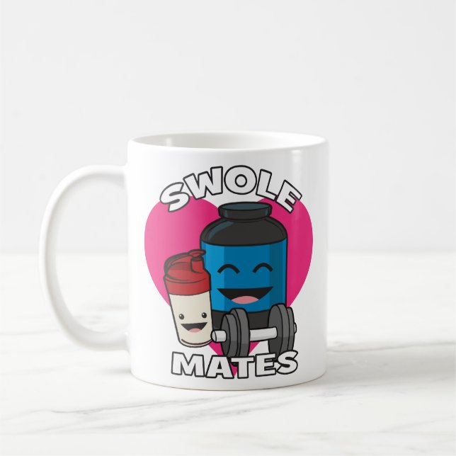 SWOLEMATES Funny Bodybuilding Protein Shake Coffee Mug (Left)