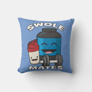SWOLEMATES Funny Protein Bodybuilding Motivational Cushion