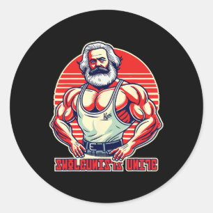 Swoleunists Unite Funny Communist Gym Bodybuilder  Classic Round Sticker