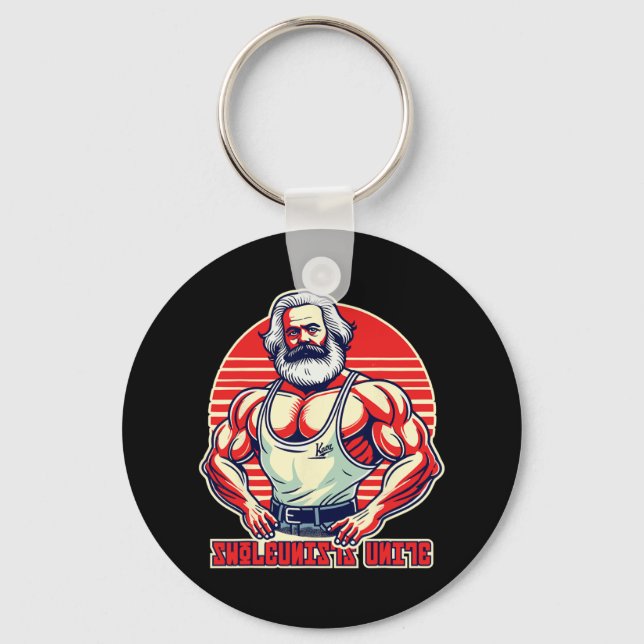 Swoleunists Unite Funny Communist Gym Bodybuilder  Key Ring (Front)