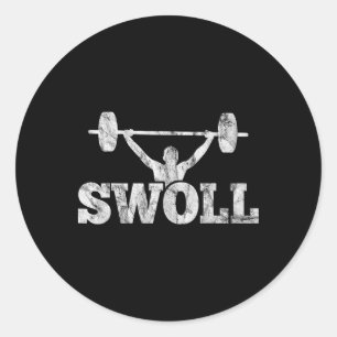 Swoll Funny Muscular Weightlifting And Bodybuildin Classic Round Sticker