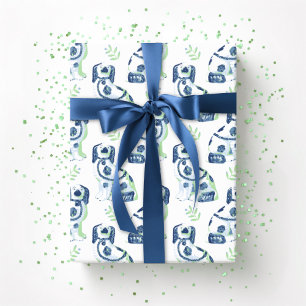 Swoon Staffordshire Dogs Sprig Slate and Green Wrapping Paper