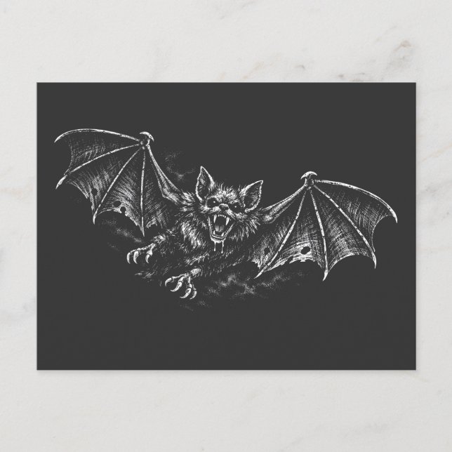 Swooping Bat - by BurnsInHell Holiday Postcard (Front)