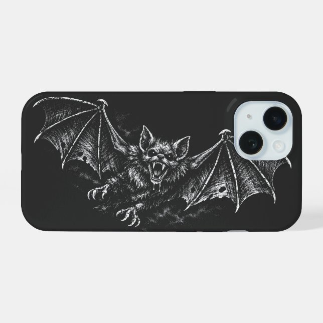 Swooping Bat - by BurnsInHell iPhone 15 Case (Back Horizontal)