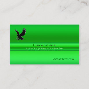 Swooping Black Eagle on green metallic-look effect Business Card