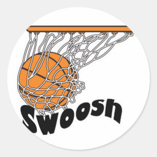 swoosh basketball classic round sticker