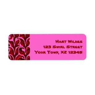 Swooshed Hearts Return Address Label