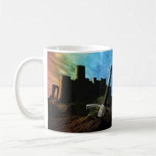 Sword and castle with monogram coffee mug