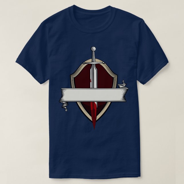 Sword Banner Coat Of Arms Mediaeval Sword Fight T-Shirt (Design Front)