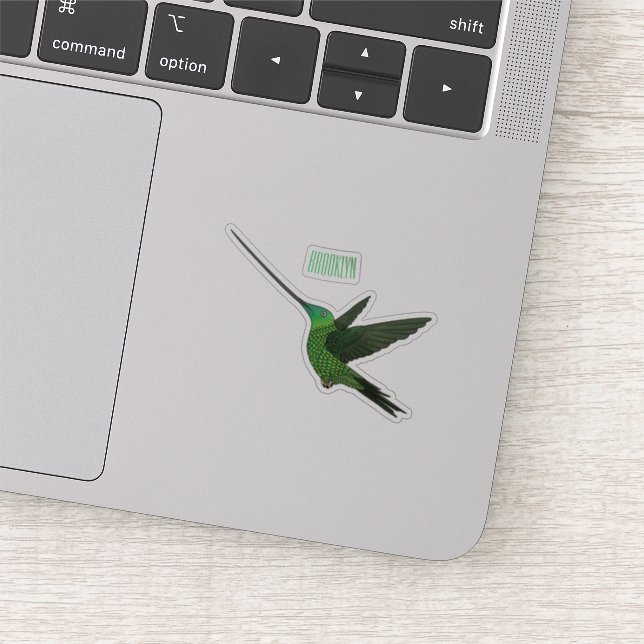 Sword-billed hummingbird cartoon illustration (Detail)