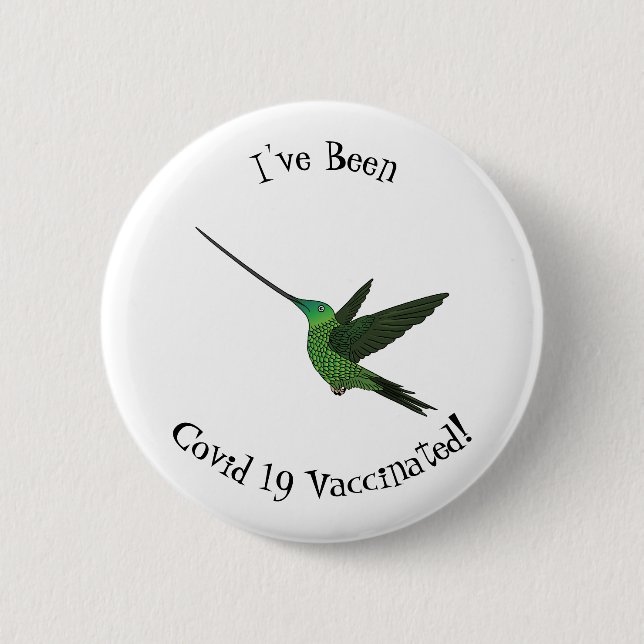 Sword-billed hummingbird cartoon illustration 6 cm round badge (Front)
