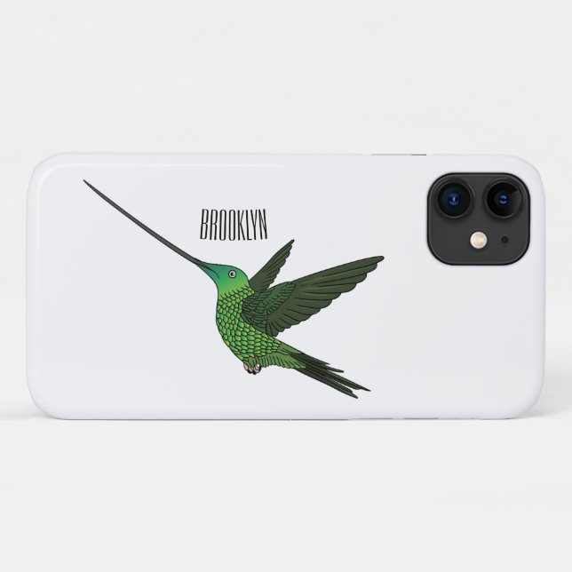 Sword-billed hummingbird cartoon illustration air  Case-Mate iPhone case (Back (Horizontal))