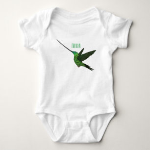 Sword-billed hummingbird cartoon illustration baby bodysuit
