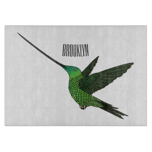 Sword-billed hummingbird cartoon illustration cutting board
