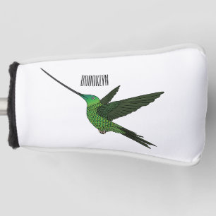 Sword-billed hummingbird cartoon illustration golf head cover