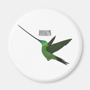 Sword-billed hummingbird cartoon illustration  magnet