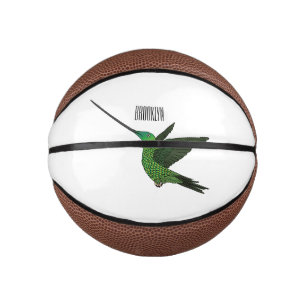 Sword-billed hummingbird cartoon illustration mini basketball