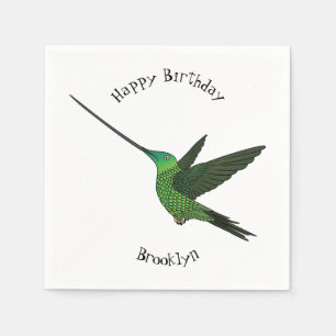 Sword-billed hummingbird cartoon illustration napkin