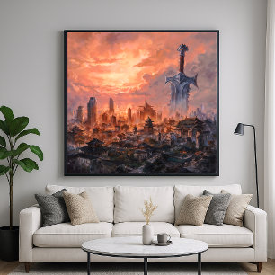 Sword City - Mystical Fantasy Art Design Poster