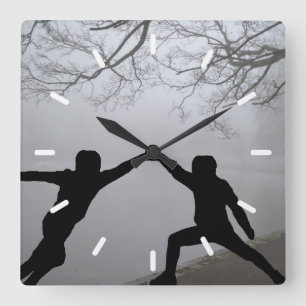 Sword Fight Square Wall Clock
