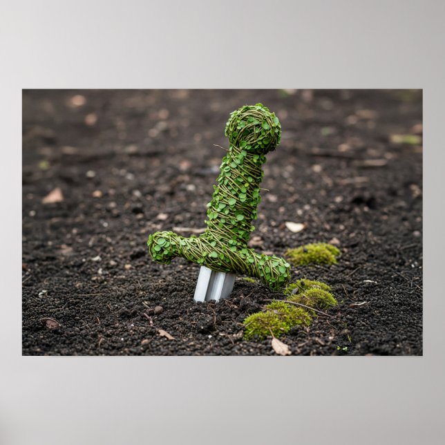 Sword in the ground covered in leaves poster (Front)