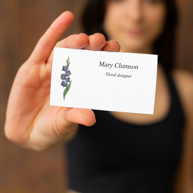 Sword Lily Purple Watercolor Floral Design Business Card (Creator Uploaded)