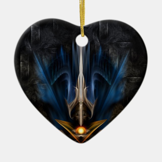 Sword OF Light Fractal Art Ceramic Ornament (Front)