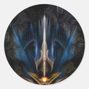Sword OF Light Fractal Art Classic Round Sticker