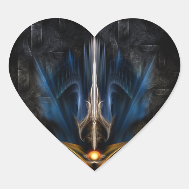 Sword OF Light Fractal Art Heart Sticker (Front)