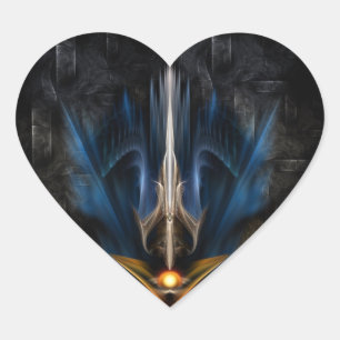 Sword OF Light Fractal Art Heart Sticker