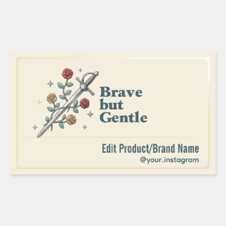 Sword Rose Brave But Gentle Rectangle Label