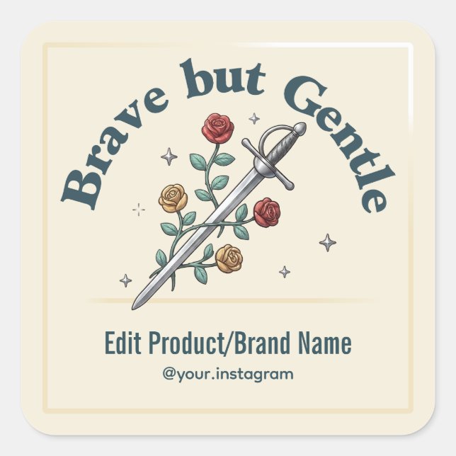 Sword Rose Brave But Gentle Rectangle Sticker (Front)
