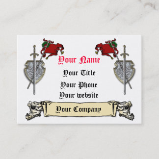 sword, shield and banner business card template