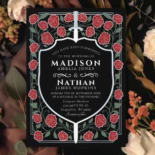 Sword & Shield Mediaeval Fantasy Monogram Wedding Invitation
