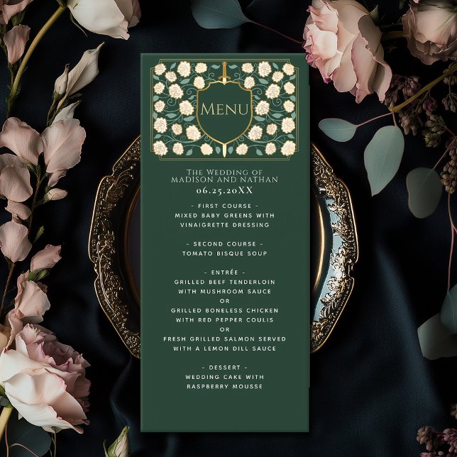 Sword & Shield Mediaeval Fantasy Monogram Wedding Menu (Creator Uploaded)
