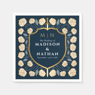 Sword & Shield Mediaeval Fantasy Monogram Wedding Napkin