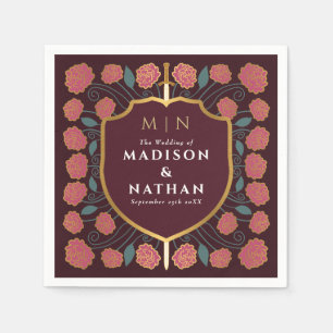 Sword & Shield Mediaeval Fantasy Monogram Wedding Napkin