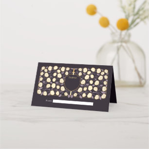 Sword & Shield Mediaeval Fantasy Monogram Wedding Place Card