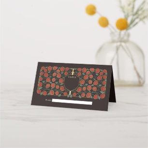 Sword & Shield Mediaeval Fantasy Monogram Wedding Place Card