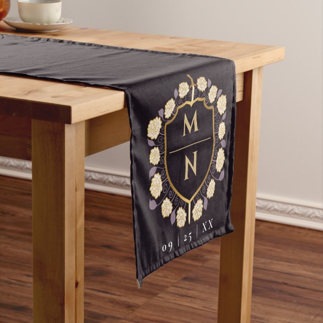 Sword & Shield Mediaeval Fantasy Monogram Wedding  Short Table Runner (In Situ)